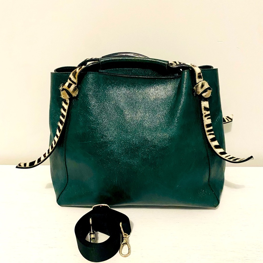 ROBERTAGANDOLFI green leather tote, crossbody shoulder bag